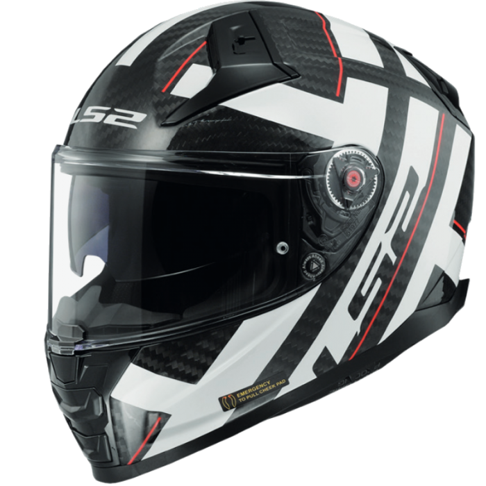 CASCO INTEGRALE LS2 FF811 VECTOR II CARBONIO FLUX NERO ROSSO